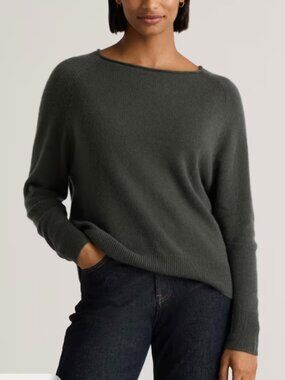 Quince Mongolian Cashmere Boatneck Sweater Heather Truffle (Darker than photo) M